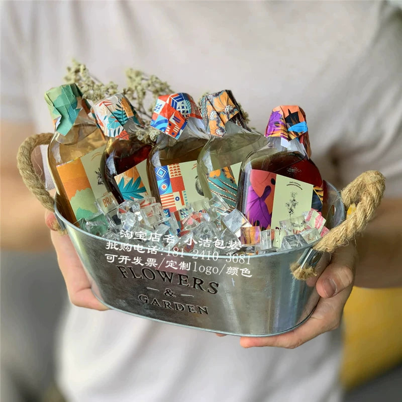 Vintage Galvanized Ice Bucket for Parties, BBQs, and Bars - Champagne, Wine, Beer Chiller