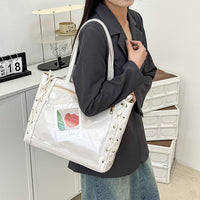 Japanese Style Ribbon Bow Transparent Panel Tote Bag