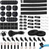 Silicone Cable Organizer Kit with Self-Adhesive Cable Clips and Ties for Desk Management