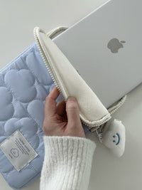Korean Cloud iPad Padded Laptop Sleeve with Quilted Design for Tablets and Notebooks