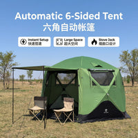 Automatic Hexagonal Pop-Up Tent for Outdoor Camping, Waterproof & Mosquito-Proof, 4-6 Person