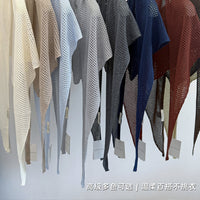 Silk Wool Blend Triangle Shawl for Women - Hollow Knit Neck Warmer Scarf