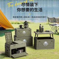 Outdoor Camping Folding Storage Box Multi-functional Picnic Food Storage Car Trunk Organizer with Tabletop