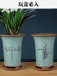 Minimalist Zisha Clay Orchid Pot Handmade Planter for Indoor Plants and Bonsai