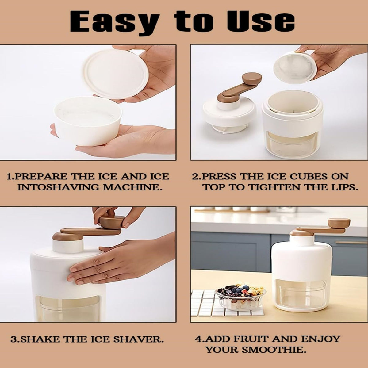 Manual Shaved Ice Crusher, Portable Hand-Crank Ice Shaver for Home Use