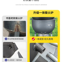 Portable Wood-Burning Stove for Home, Farm and Camping, Heavy-Duty Round Stove