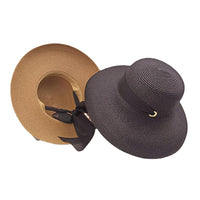 Women's French Style Foldable Wide Brim Straw Sun Hat for Beach & Travel