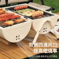 Portable Charcoal BBQ Grill with Chimney and Dual-Sided Grilling Rack for Outdoor Camping and Home Use