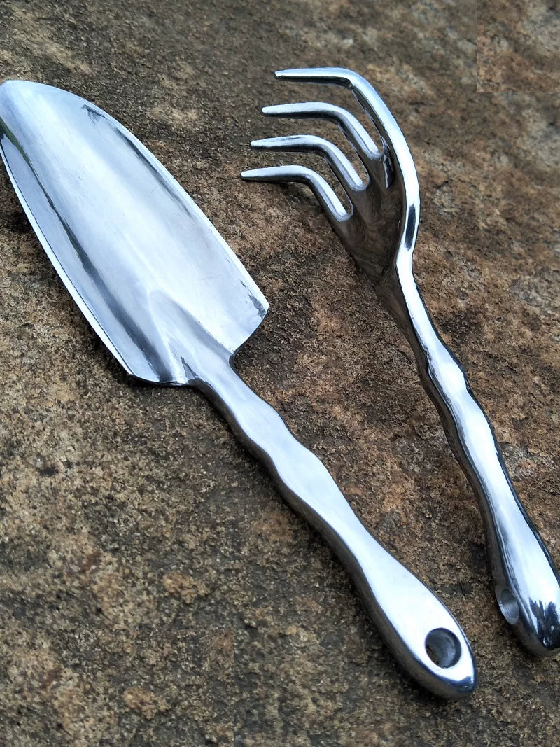 Mini Garden Tool Set: Magnesium Aluminum Alloy Trowel & Rake for Potted Plants & Gardening