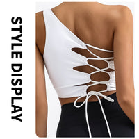 Women's Asymmetrical One-Shoulder Yoga Sports Bra with Built-in Pads