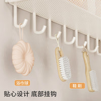 Wall-Mounted Bathroom Shelf with Hooks, No-Drill Shower Caddy for Toiletries and Storage