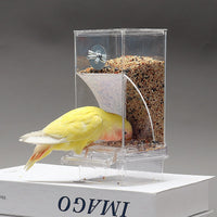 No-Mess Automatic Bird Feeder for Parrots and Small Birds, External Mount, Splash-Proof