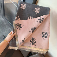 Jacquard Iris Thickened Scarf Shawl for Women - Versatile Warm Neck Wrap & Air Conditioning Blanket