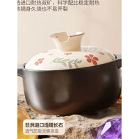 Ceramic Casserole Pot for Induction Cooker, Electric Ceramic Stove, and Open Flame - Red Camellia Design