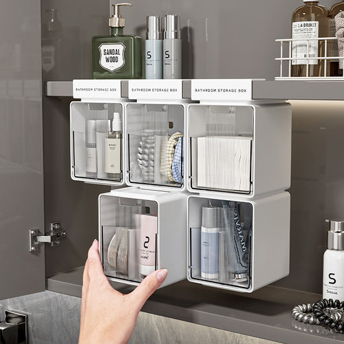 Bathroom Mirror Cabinet Organizer for Cosmetics and Cotton Swabs