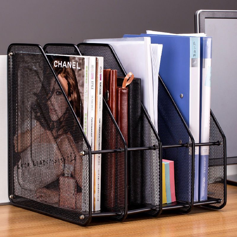 Multi-Layer Metal Mesh Desk File Organizer for Office and School Supplies