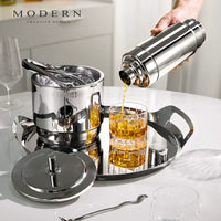 MODERN Light Luxury Double-Layer Ice Bucket Stainless Steel Insulated Ice Container for Cocktails and Spirits
