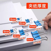 Assorted Black Metal Binder Clips for Office and School Documents