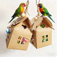 Parrot Chew Toy House with DIY Kraft Paper Hanging Ornament for Christmas
