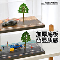 1:64 Scale Miniature Parking Garage Display Case with Road Scene for Diecast Cars