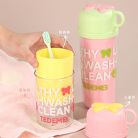 Portable Travel Toothbrush Toothpaste Storage Cup with Handle for Kids and Students, 3-in-1 Mouthwash Cup
