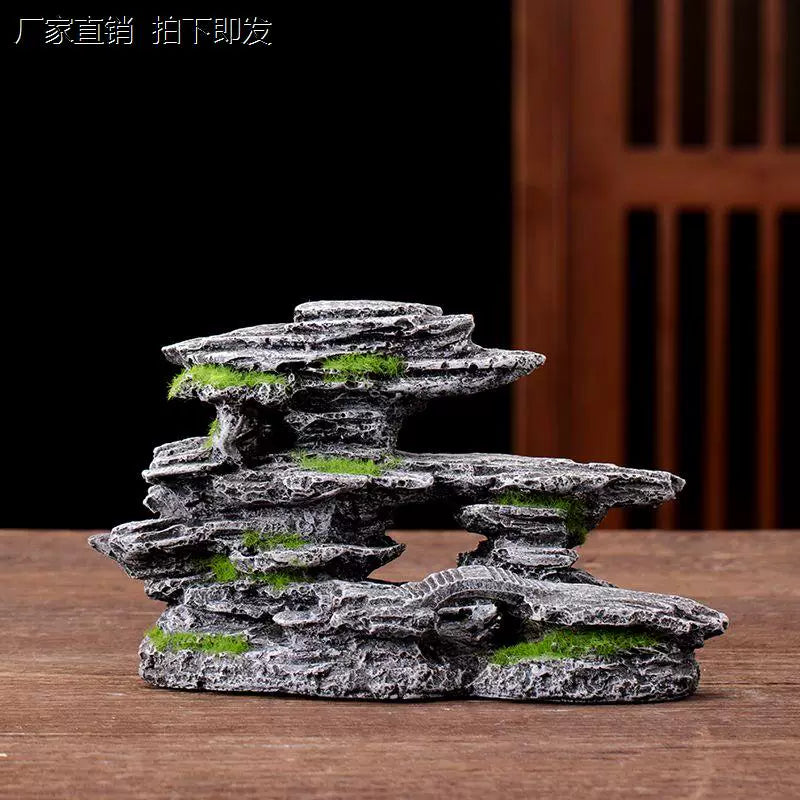 Artificial Mountain Rockery Bonsai Ornament for Aquarium and Micro Landscape Decor