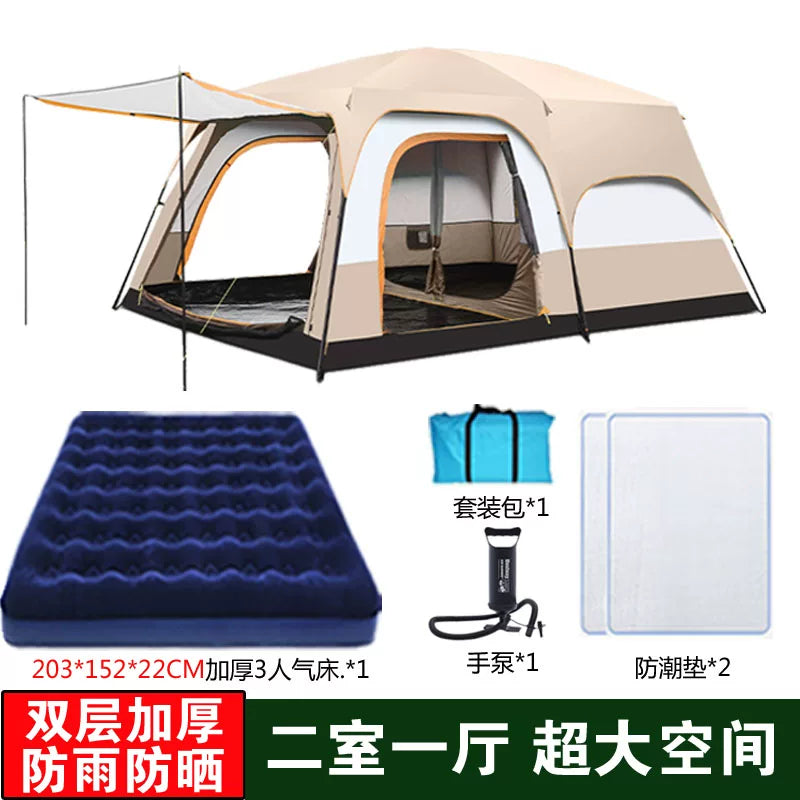 Large Ridge Tent for Outdoor Camping, Waterproof Family Cabin Tent with Multiple Rooms, Portable Folding Design