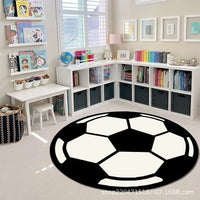 Round Crystal Velvet Sports Ball Area Rug for Room Decor, Non-Slip Mat for Computer Chair