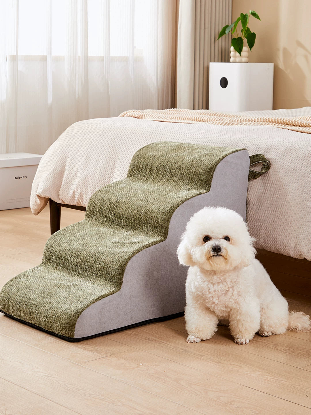 Pet Stairs for Small and Medium Dogs, Washable Non-Slip Ramp for Beds and Sofas, Ideal for Older Dogs