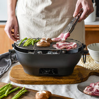 Small Happiness Cast Iron BBQ Grill Oval Roasting Pan Charcoal Household Outdoor Portable Multifunctional Durable Grill