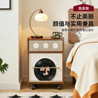 Mid-Century Modern Nightstand with Storage, Movable Small Side Table for Bedroom, Solid Wood End Table