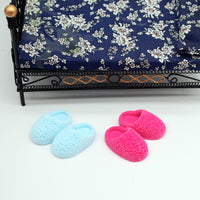 Dollhouse Miniature Flocked Cotton Slippers for OB11 Dolls