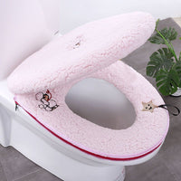 Toilet Seat Cover 2-Pack, Zippered, Thickened Plush, Warm, Universal for All Seasons