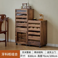 Solid Wood Display Cabinet with Glass Doors and Drawers for Collectibles, Tea Sets, or Dental Tools
