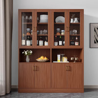 American Retro Walnut Wine Cabinet with Storage and Display Shelves for Living Room