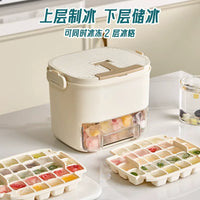 Portable Mini Ice Cube Maker Tray for Home, Office, Dorm, Camping, Car - 52-Grid Double Layer, Food Grade