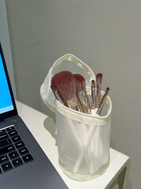 Cangzhou Dried Rose Makeup Brush Set with Storage Bag - Complete Eye Shadow, Eyeliner, and Face Brush Kit for Beginners