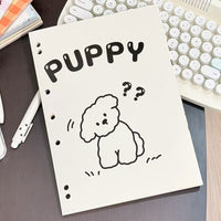A4 Thin Crisp Question Mark Puppy Loose-Leaf Notebook for Students, Lay-Flat Design