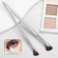 Angled Nose Contour Brush Set - 2 Pcs Metal Handle Professional Detail Sculpting Brushes