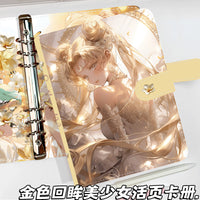 Anime Girl A5 6-Hole Loose-Leaf Binder with PU Leather Cover for Cards and Notes