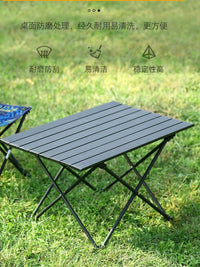 Portable Outdoor Folding Camping Table with Roll-Up Top for Picnic and Travel