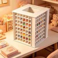Rotating Desktop Storage Rack for Perler Beads and Small Items, Multi-Grid Organizer with Large Capacity