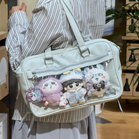 Japanese Style Commuter Crossbody Tote Bag with Clear Window, Large Capacity Shoulder Handbag for Women