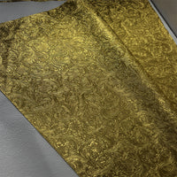 Metallic Embossed Phoenix Tail Pattern Faux Leather Fabric for Stage Decor & Crafts