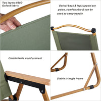 Outdoor Portable Folding Camping Chair with Backrest, Lightweight Aluminum Alloy Kermit Chair for Beach, Camp, Picnic