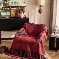 Vintage-Style Cotton Throw Blanket with Fringe for Sofa, Bed, Camping and Decor