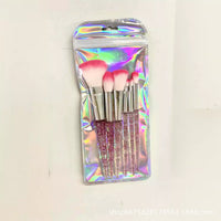 7-Piece Crystal Handle Makeup Brush Set with Soft Bristles and Glitter Handles