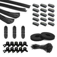 Cable Management Organizer Kit with Cable Sleeves and Clips for Desk Organization