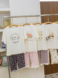Cola Pear Kids' Modal Cotton Short Sleeve T-shirt & Tencel Long Pants Pajama Set