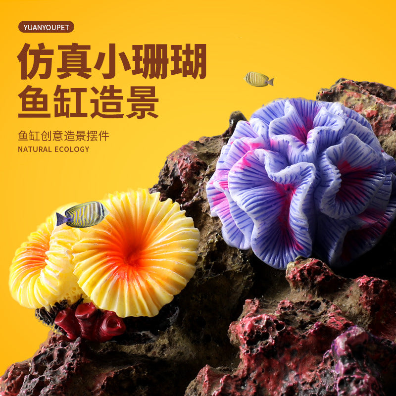 Aquarium Decoration Kit with Artificial Coral, Miniature Landscape Ornaments, and Submersible Plants